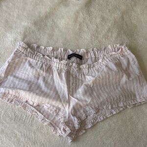 Brandy Melville Striped Ruffle Pajama Shorts in Soft Pink